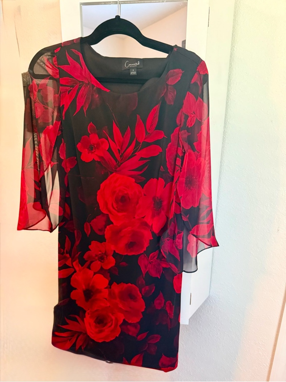 Red Floral Sheath Dress